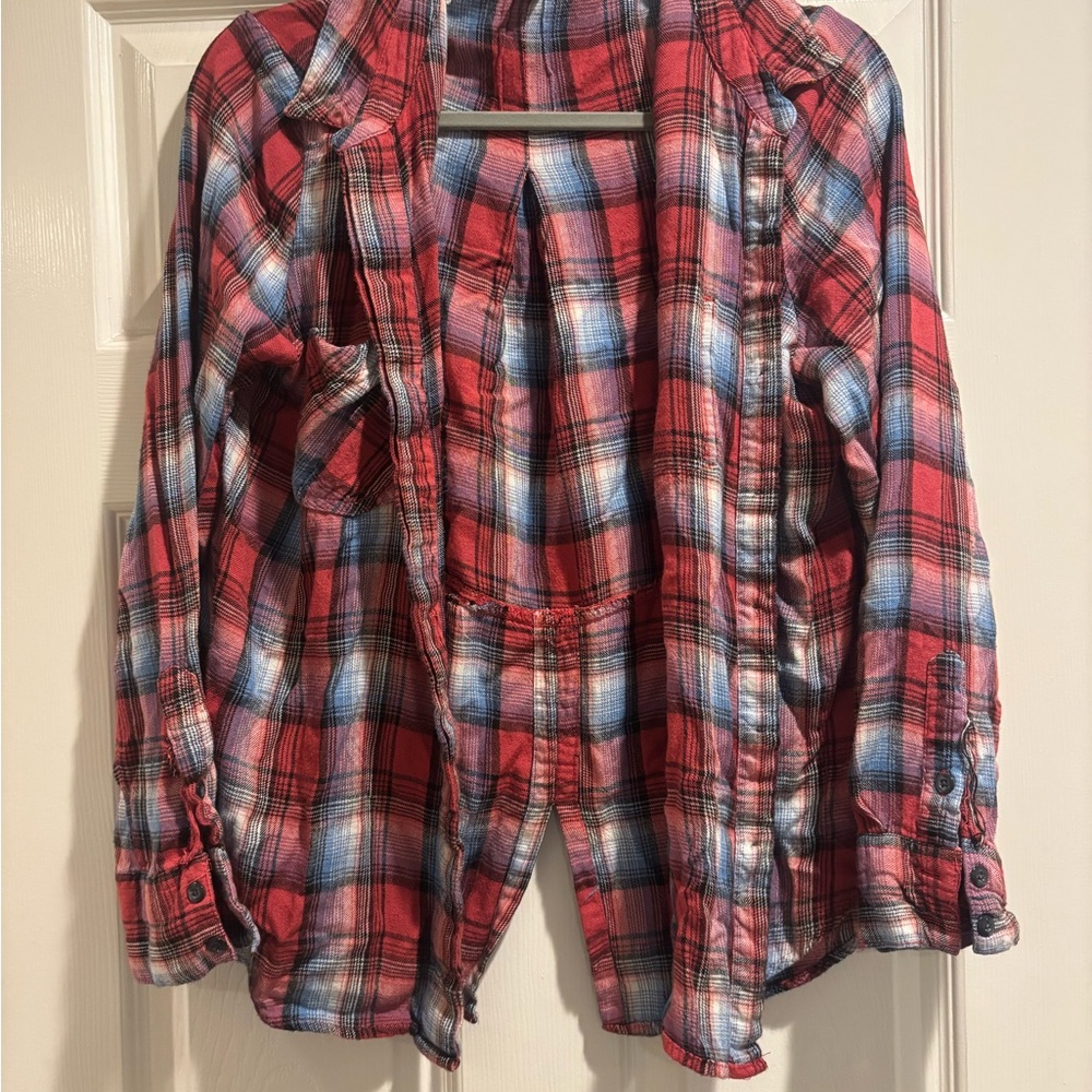 ❤️💙 Campfire Threads – Sharagano Plaid Button-Down Top (L)